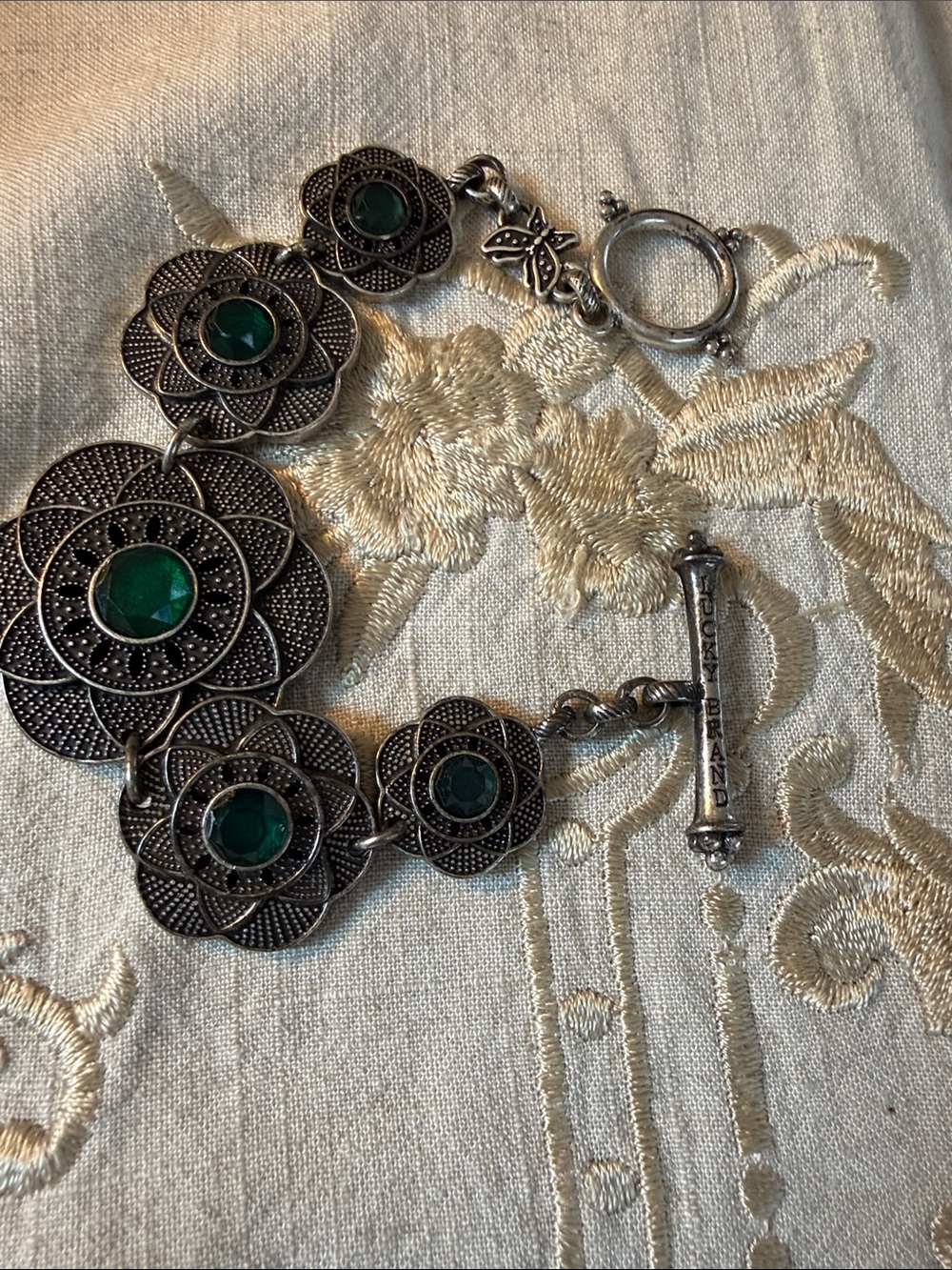 LUCKY brand toggle stone bracelet green stones